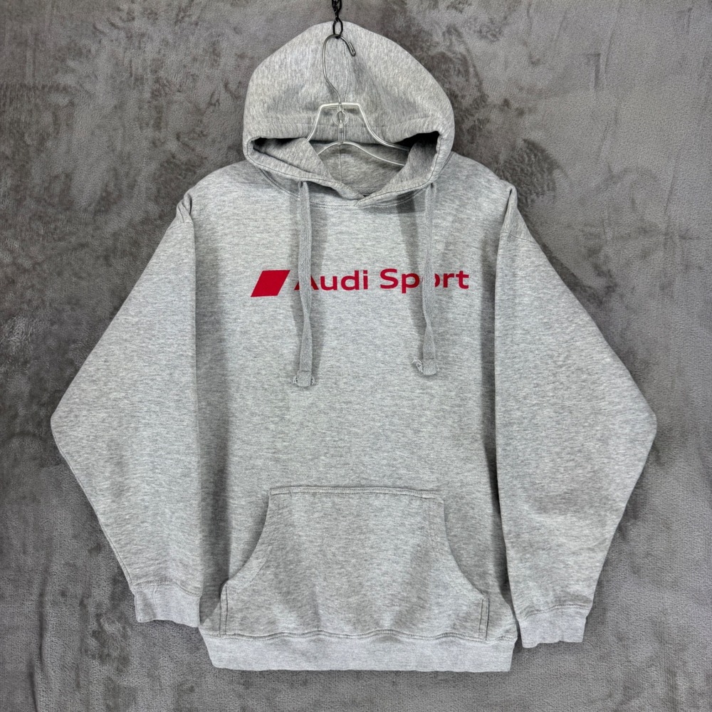 Audi Sport Mens Gray Pullover Hoodie Sweatshirt Logo Size M 31015